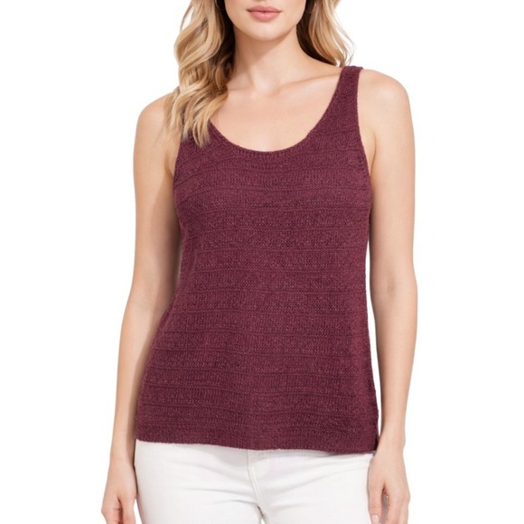 a.n.a a new approach Tops - ANA A New Approach NWT Brown Textured Knit Scoop Neck Cotton Tank Top Size Med